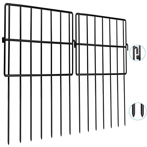 Getlay 22 Pack Animal Barrier Fences, 1.5" Gap No Digging Garden Fence Panels, Metals Black Deterrent Fence for Dogs